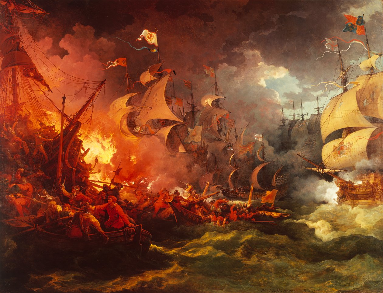 Derrota da Armada Espanhola, 8 de agosto de 1588 de Philippe Jacques de Loutherbourg