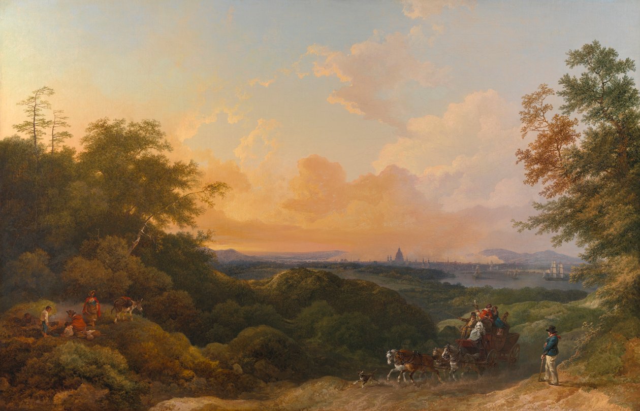 The Evening Coach, Londres à Distância de Philippe Jacques de Loutherbourg