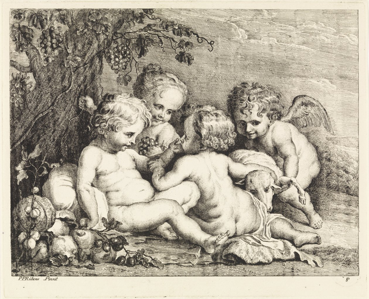Cristo, João Baptista e dois putti de Philippe Lambert Joseph Spruyt