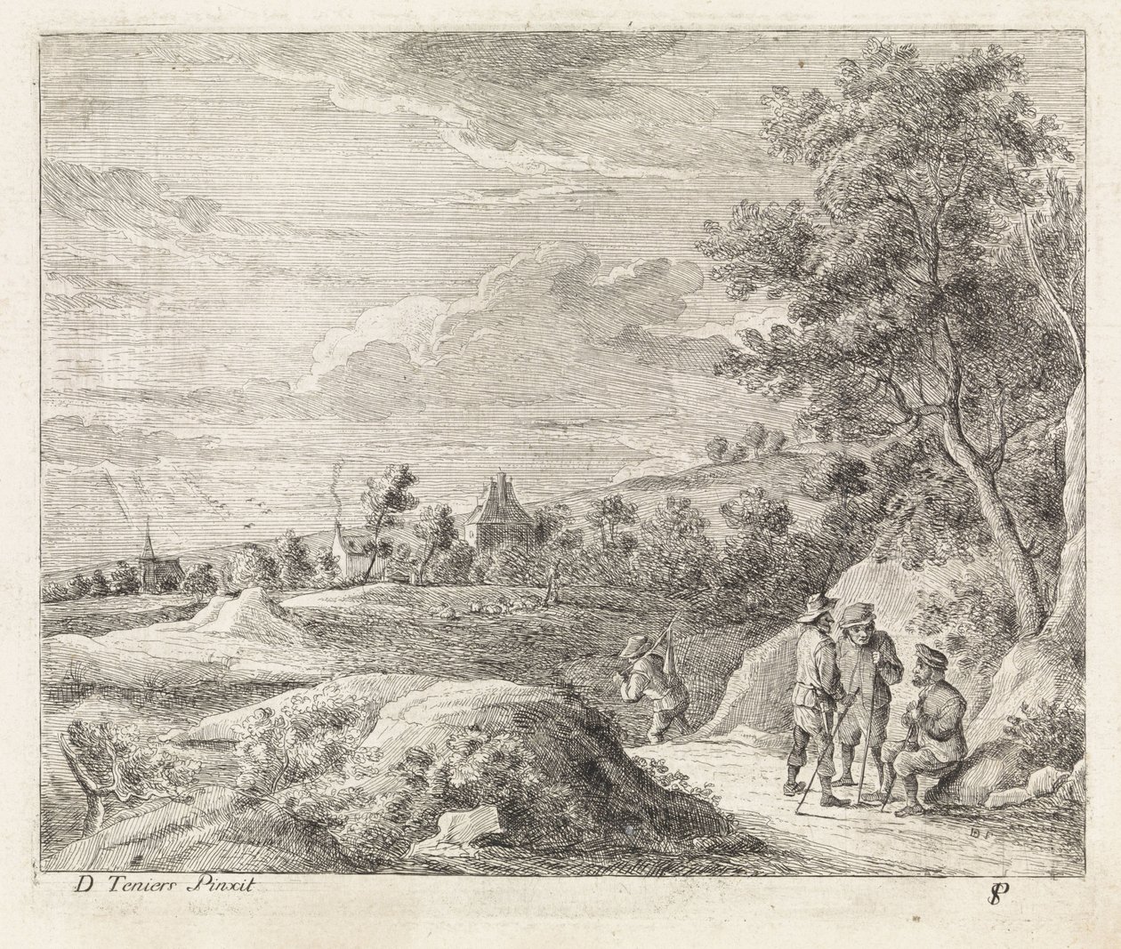 Paisagem com quatro caminhantes de Philippe Lambert Joseph Spruyt