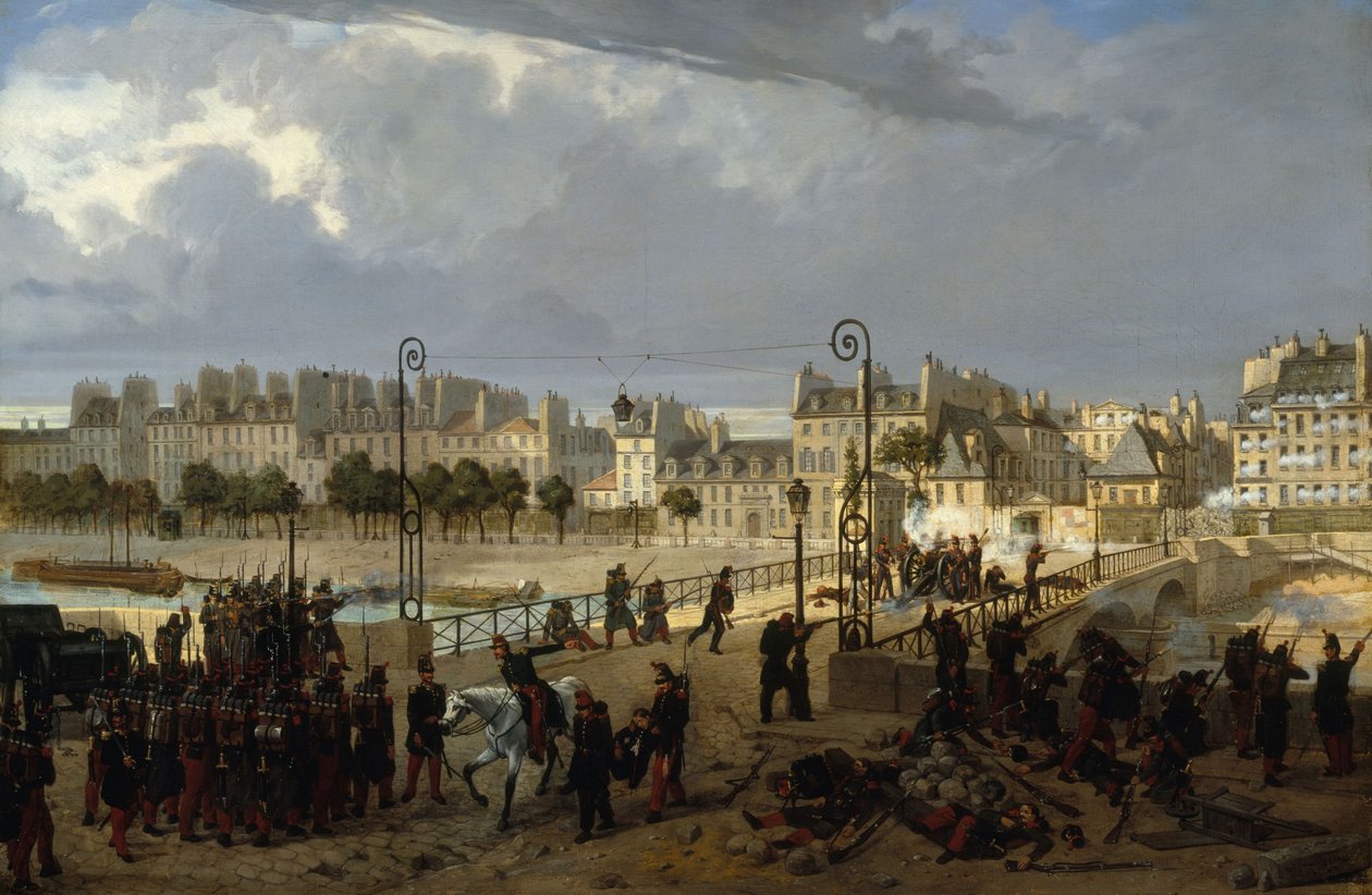 Motim na Ponte do Arcebispo, 1849 (óleo sobre tela) de Philippe Marie Chaperon