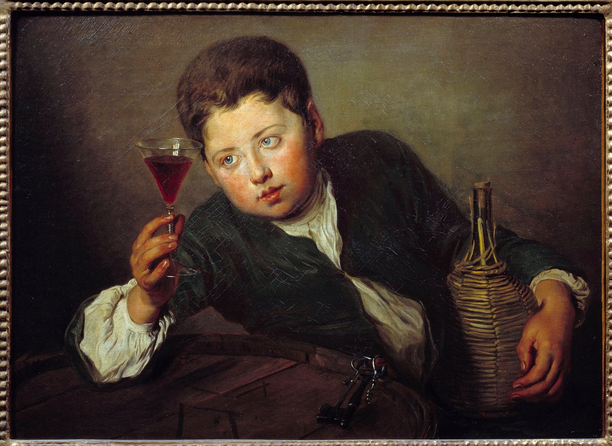 Le jeune degustateur Painting de Philippe Mercier (1689-1760) (ec.angl.) 18 Century Sun. 0,5x0,67 m de Philippe Mercier