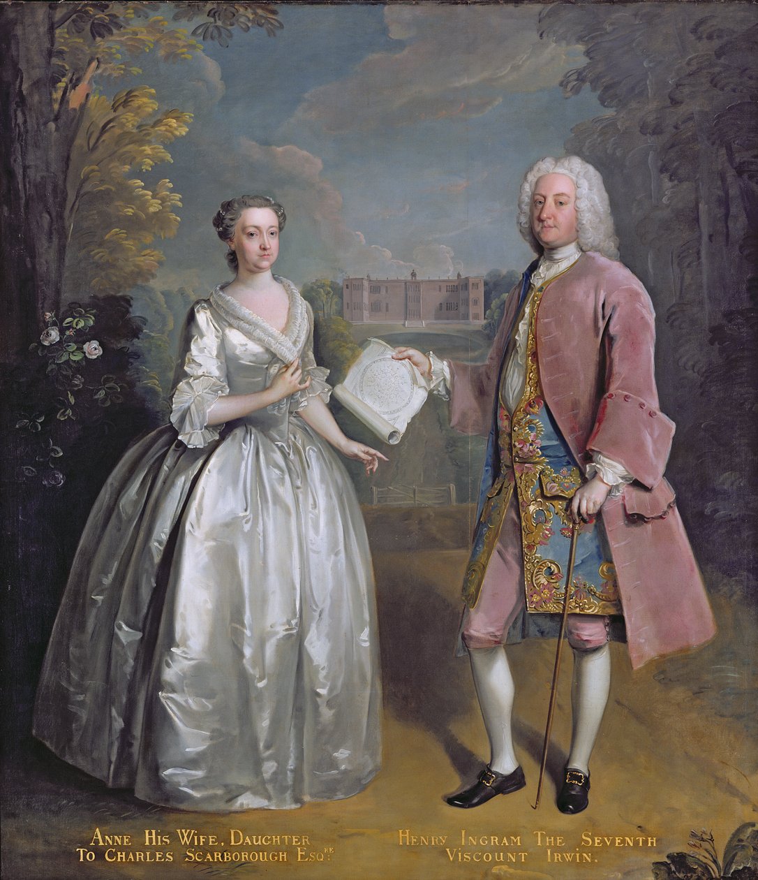 Retrato de Henrique 7º Visconde Irwin e sua esposa Anne (óleo sobre tela) de Philippe Mercier