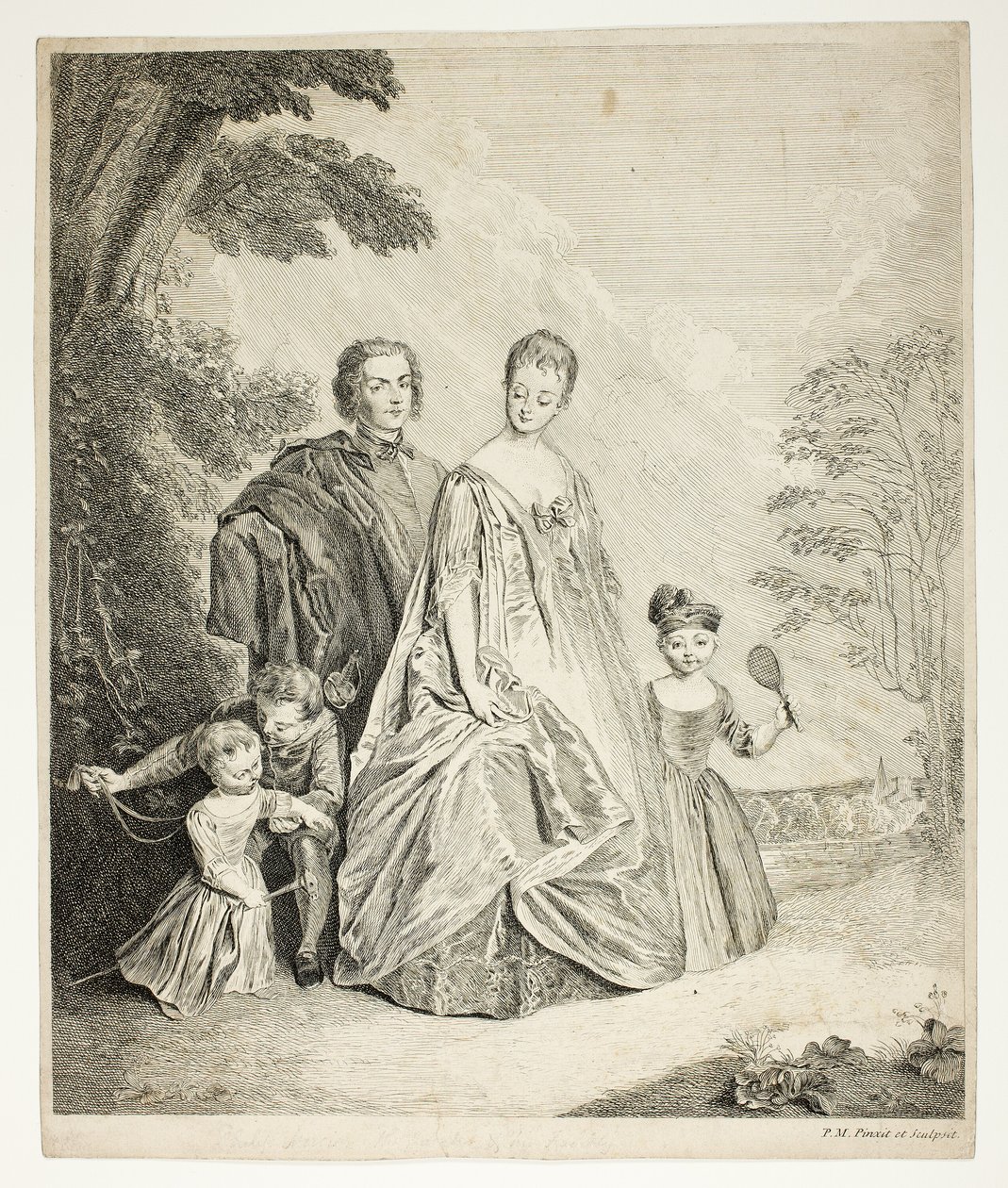 The Family Promenade, também chamado de Philippe Mercier, sua primeira esposa e família de Philippe Mercier