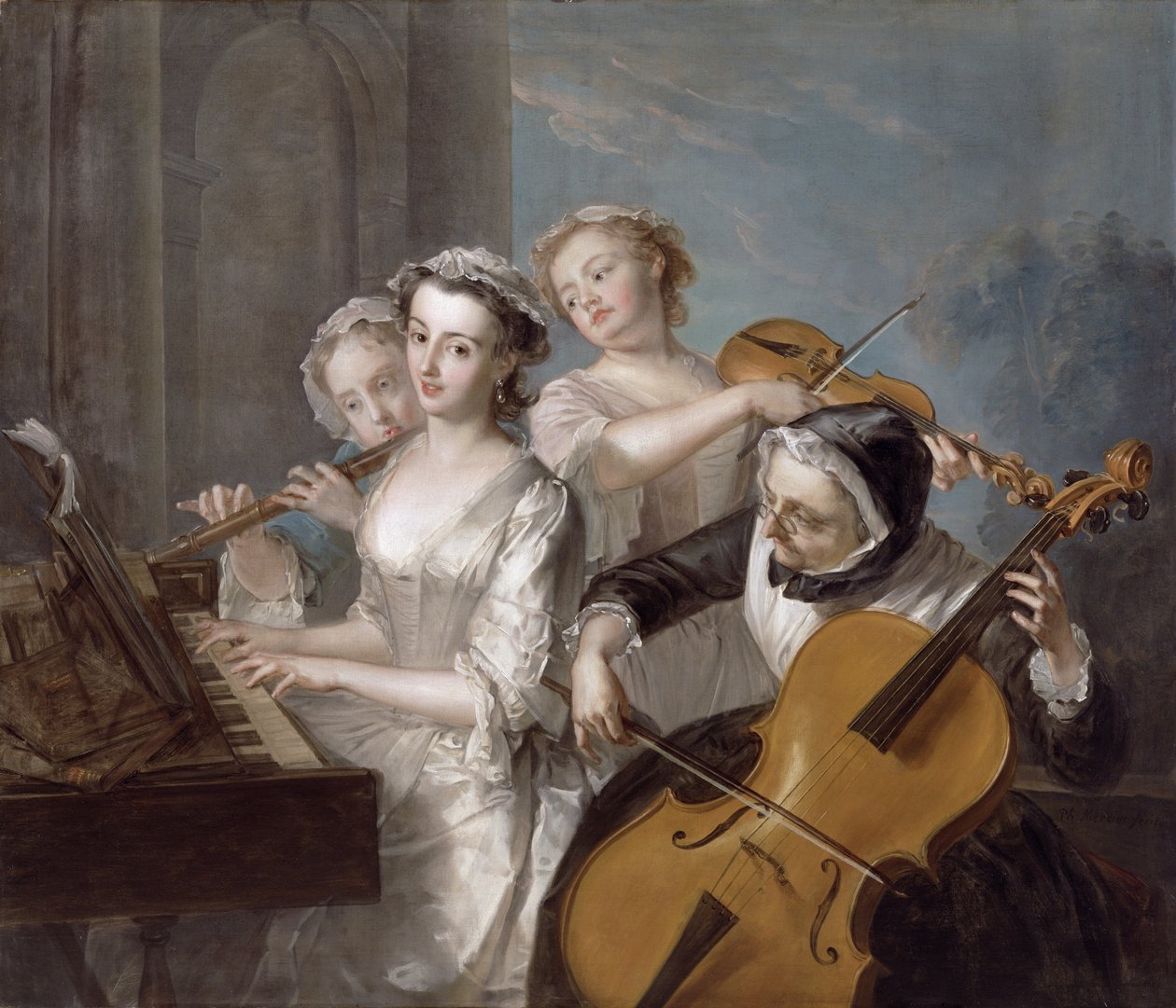 The Sense of Hearing, c.1744-7 (óleo sobre tela) de Philippe Mercier