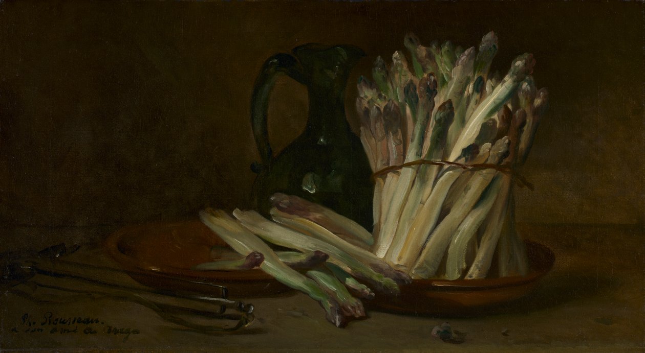Natureza morta com espargos, c. 1880 (óleo sobre tecido) de Philippe Rousseau