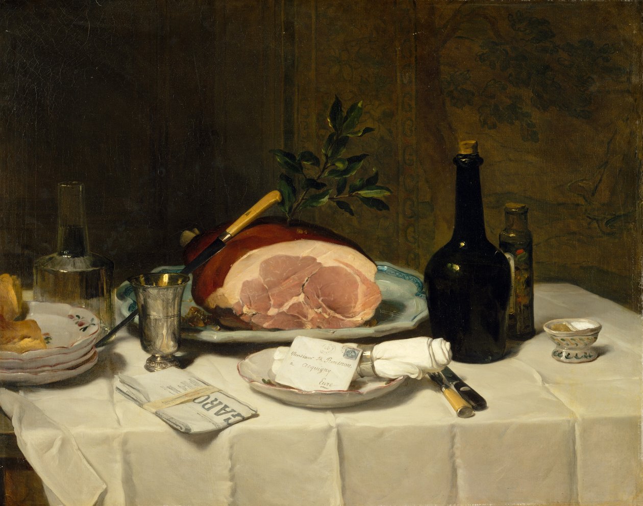 Natureza morta com presunto, década de 1870. de Philippe Rousseau