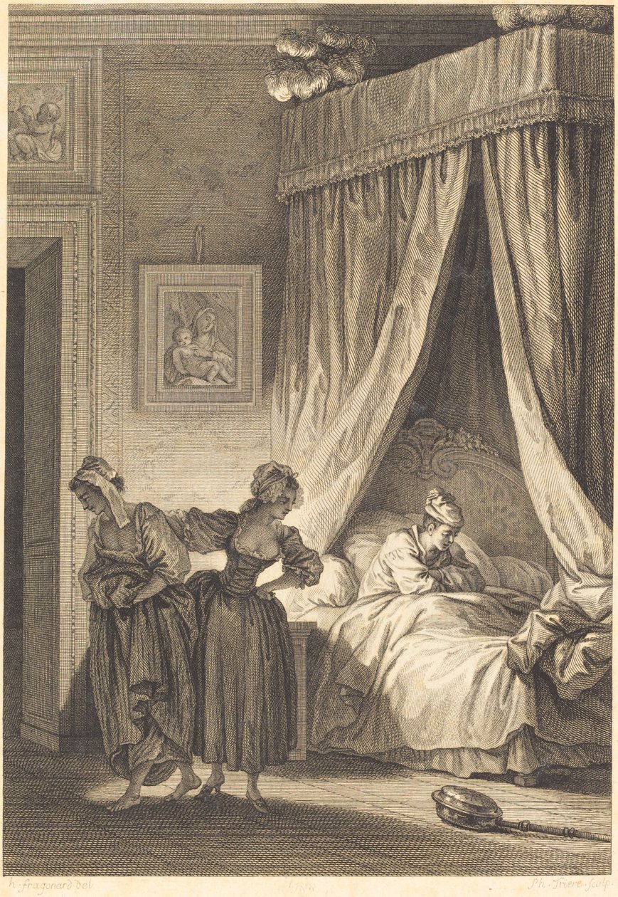 A aposta das três fofoqueiras: O servo de Philippe Triere and Antoine Jean Duclos after Jean Honoré Fragonard