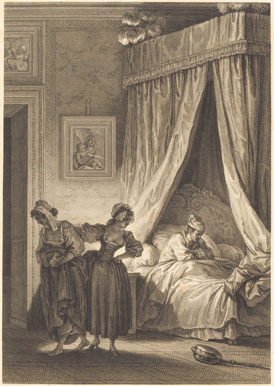 A aposta das três fofoqueiras: O servo de Philippe Triere and Antoine Jean Duclos after Jean Honoré Fragonard