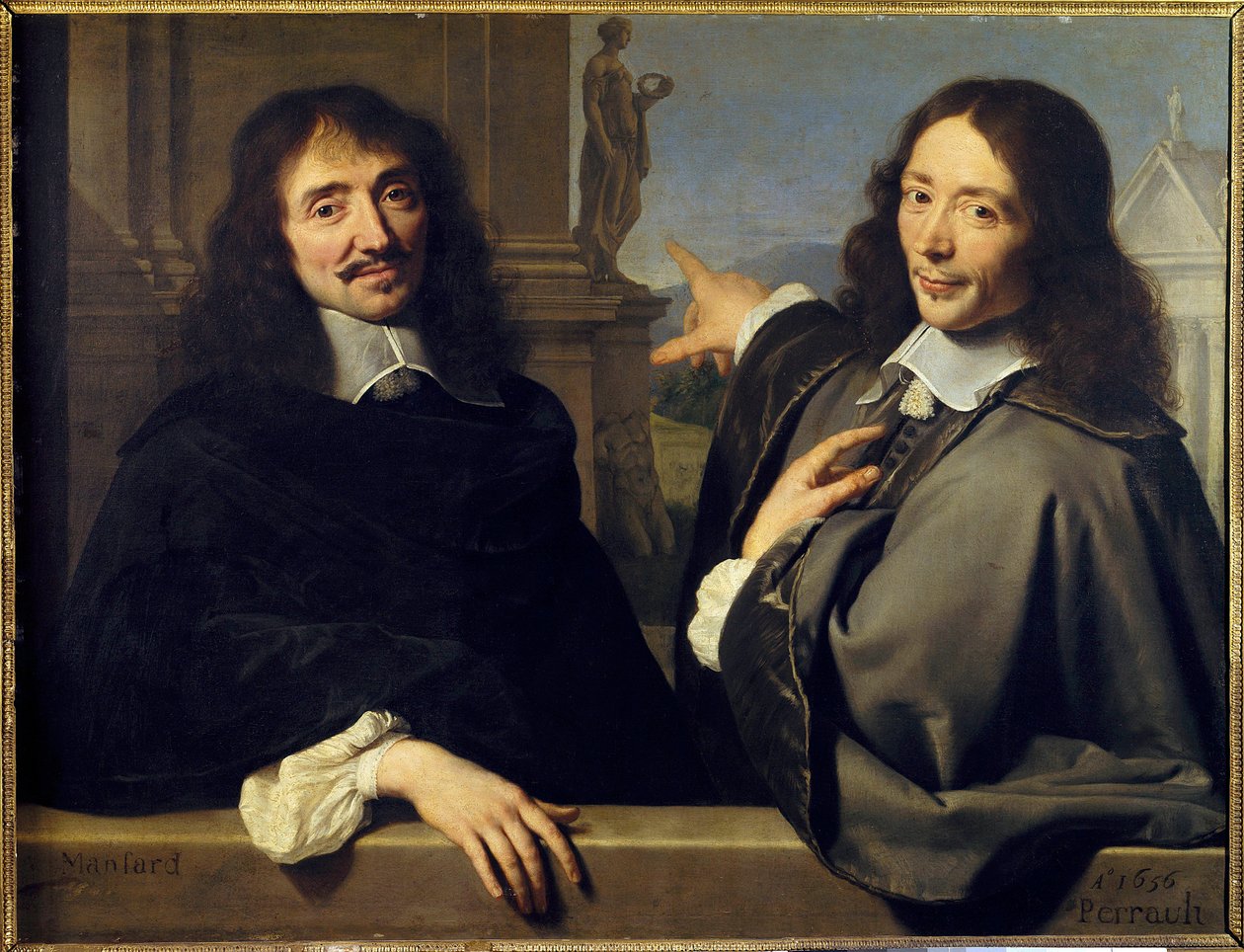 Retrato de dois homens: François Mansart (1598-1666) e Claude Perrault (1613-1688) de Philippe de (attr. to) Champaigne