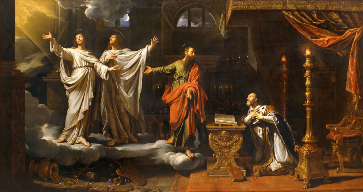 Aparição de São Gervais e de São Protásio a Santo Ambrósio ... de Philippe de Champaigne