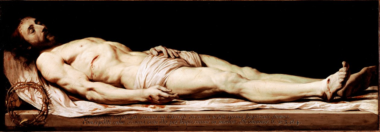 Cristo Morto Pintura de Philippe de Champaigne (1602-1674) Sol do século XVII. 68x197 cm Paris, Musee du Louvre de Philippe de Champaigne