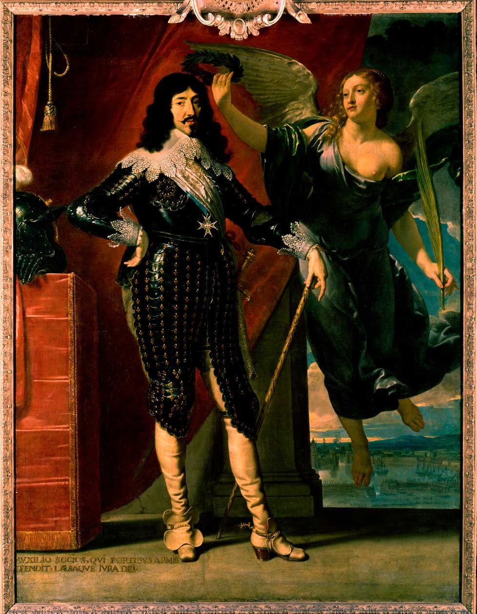 Luís XIII - retrato da sua coroação pela Vitória de Philippe de Champaigne
