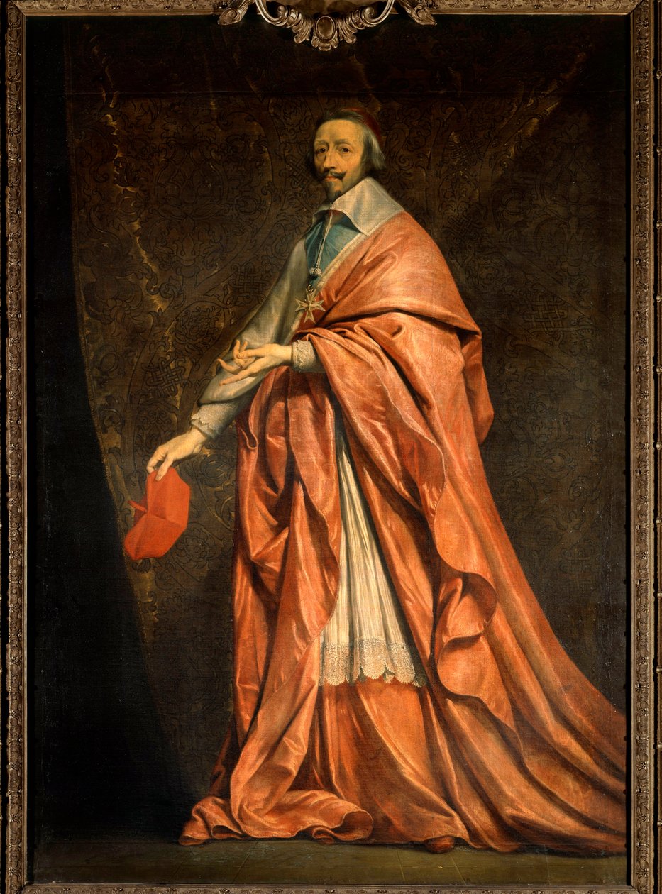 Portrait en pied de Armand Jean du Plessis, cardeal de Richelieu (1585-1642), ministro de Louis XIII Pintura de Philippe de Champaigne (1602-1674) Sol do século XVII. 2,22x1,55 m . de Philippe de Champaigne