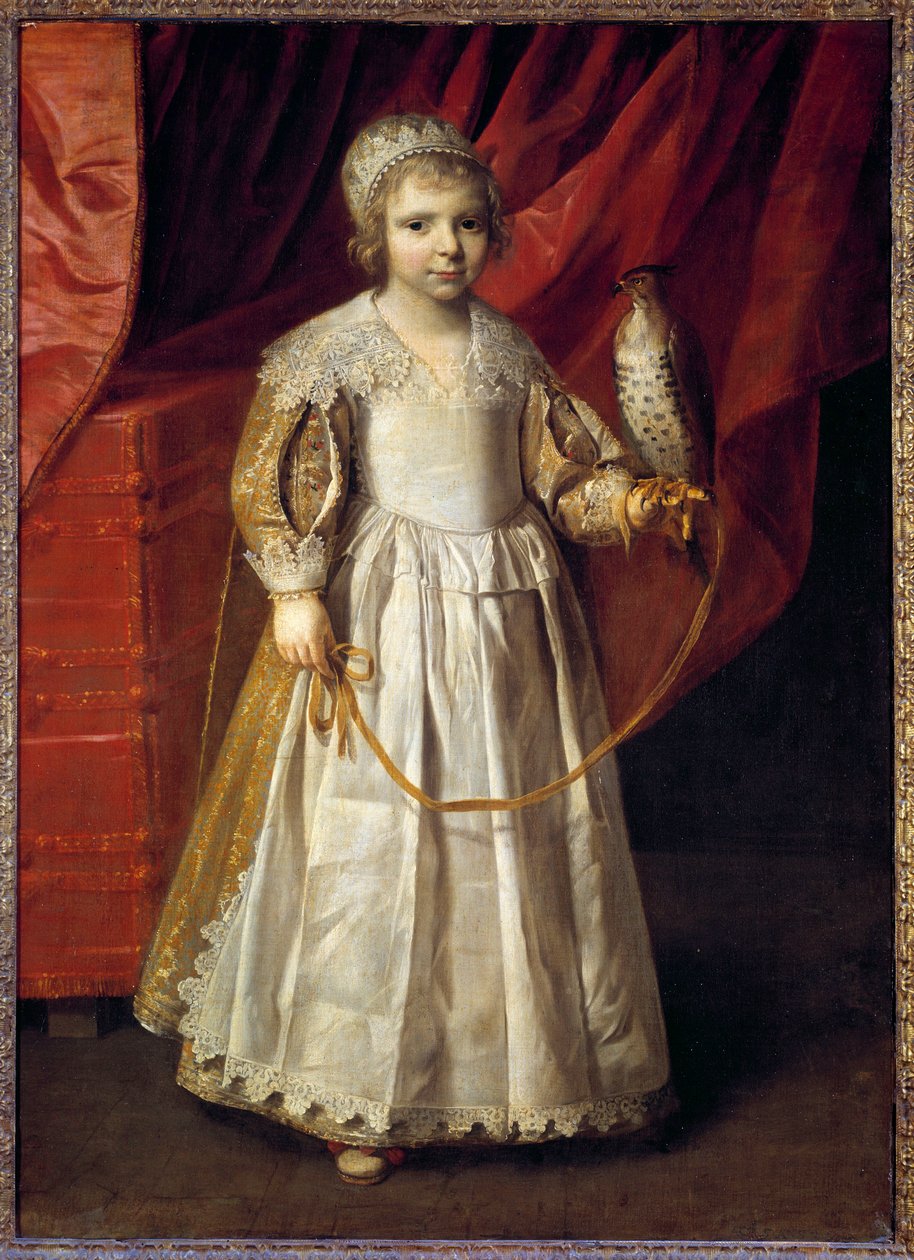 Retrato de Anne Marie de Chevreuse (1624-1652) filha do grande falcoeiro Claude de Lorraine, Duque de Chevreuse Pintura de Philippe de Champaigne (1602-1674) de Philippe de Champaigne