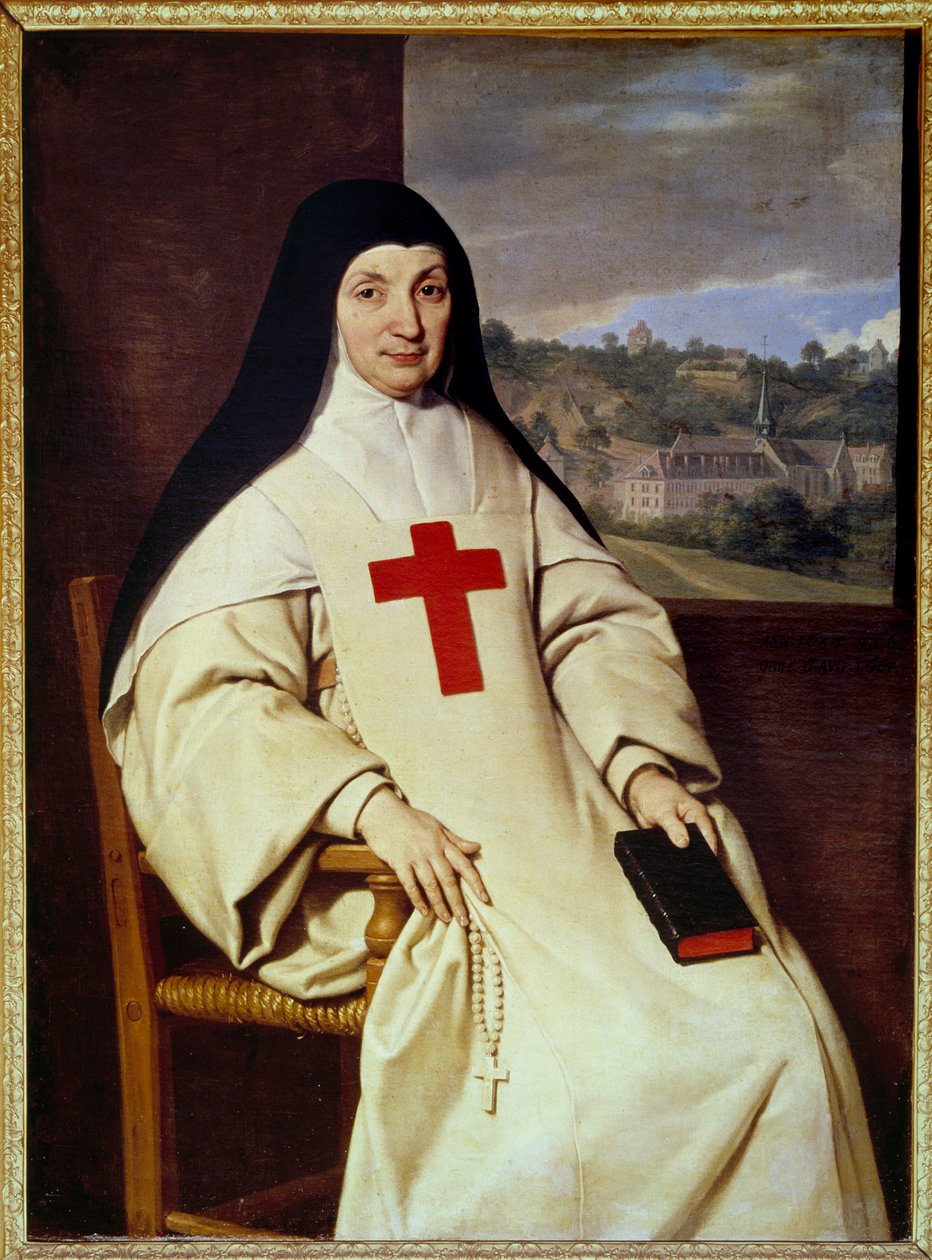 Retrato de Madre Angelique Arnauld Jacqueline Marie Arnauld dit Angelique Arnauld (1591-1661), abadessa de Port Royal des Champs (Port-Royal-des-Champs), figura do jansenismo francês" Pintura de Philippe de Champaigne (1602-1674) de Philippe de Champaigne
