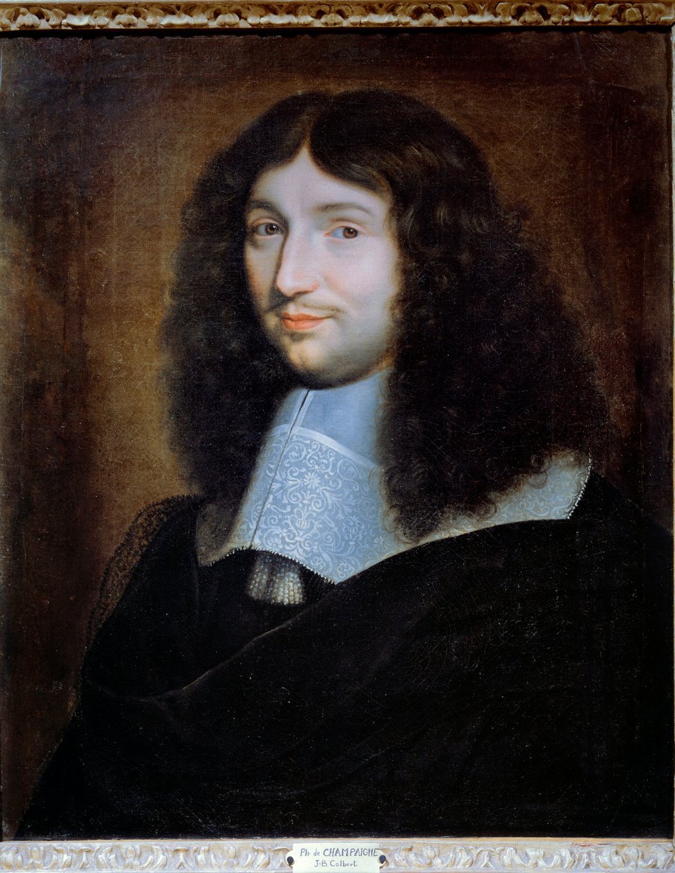 Retrato presumido de Jean Baptiste (Jean-Baptiste) Colbert (1619-1683), intendant of finance of Louis XIV" Pintura de Philippe De Champaigne (1602-1674). Reims, Musee Des Beaux Arts - Retrato de um Homem, Presume-se ser Jean Baptiste (Jean-Baptiste) Colber de Philippe de Champaigne