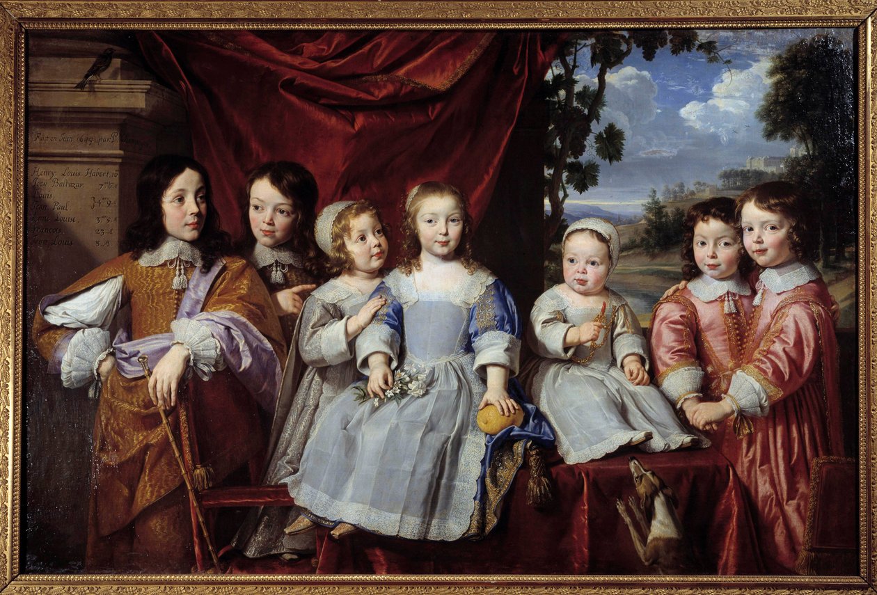 Os filhos de Henri Louis Habert de Montmort (Henri-Louis Habert de Montmor) (1600-1679) Pintura de Philippe de Champaigne (1602-1674) 1649 Reims. Museu de Belas Artes de Philippe de Champaigne