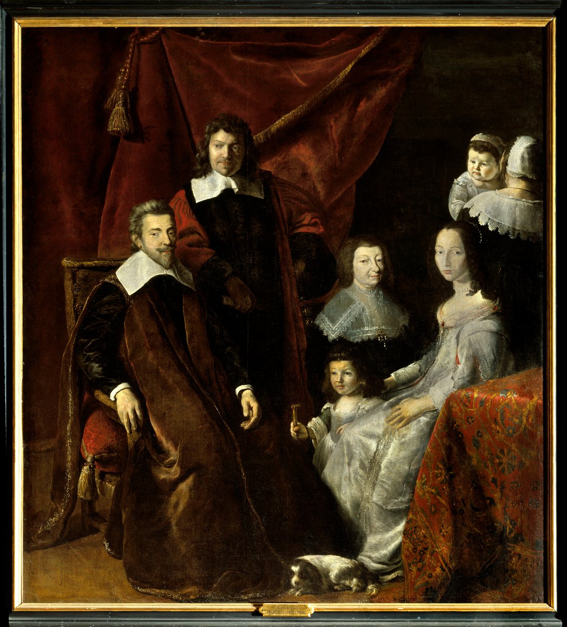 A família de Henri Louis (Henri-Louis) Habert de Montmort (Montmor) (1600-1679), à direita, Henriette-Marie de Buade de Frontenac (Henriette Marie de Buade-Frontenac) (falecido em 1676). Pintura de Philippe De Champaigne (1602-1674). Óleo sobre tela. Obrig de Philippe de Champaigne