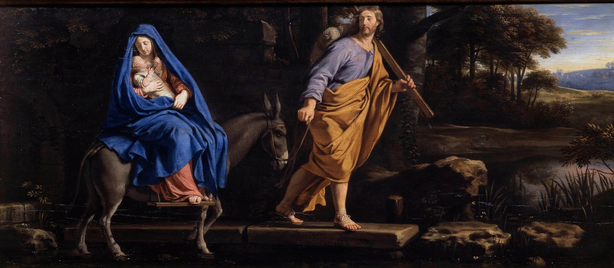 O voo no Egipto Pintura por Philip de Champaigne (1602-1674) 1656 Senlis, Museu de Arte e Arqueologia de Philippe de Champaigne
