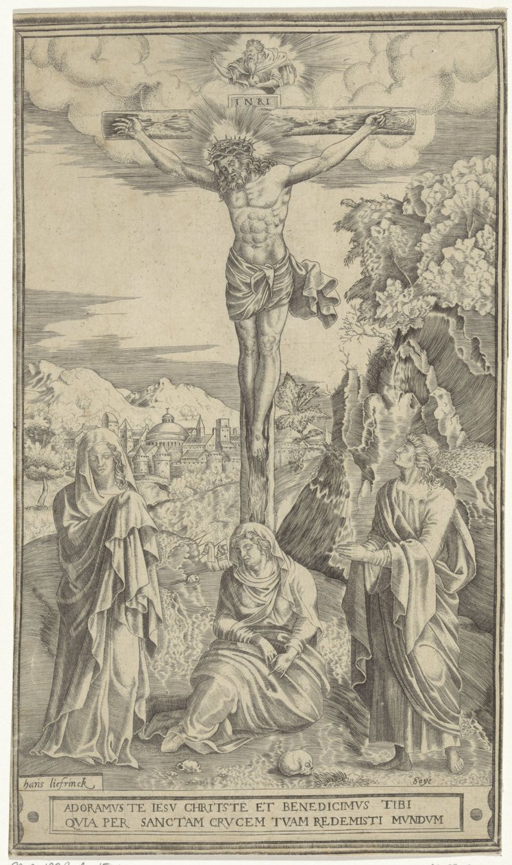 Cristo na cruz ladeado por Maria e João de Philippe de Soye