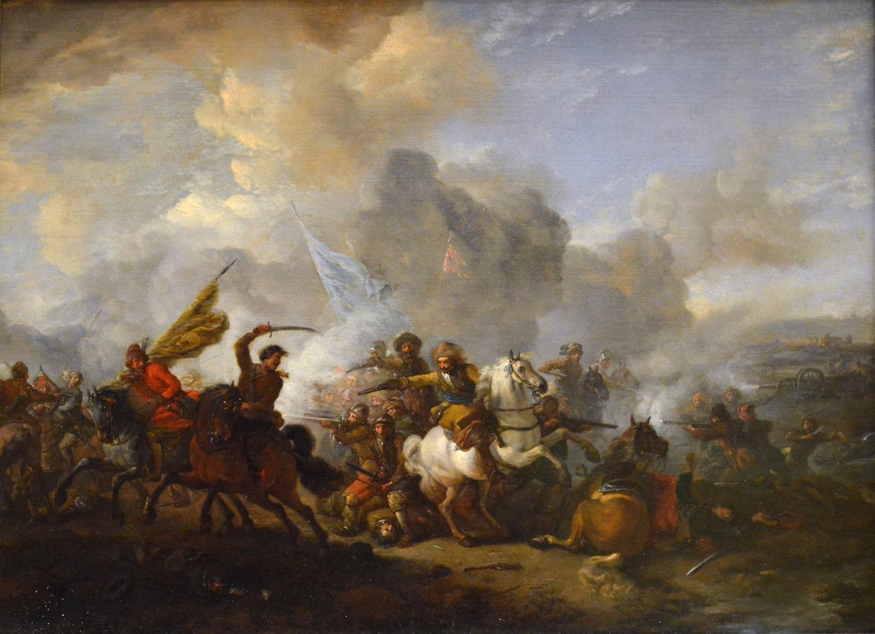 Pilotos lutam entre orientais e imperiais de Philips Wouwerman