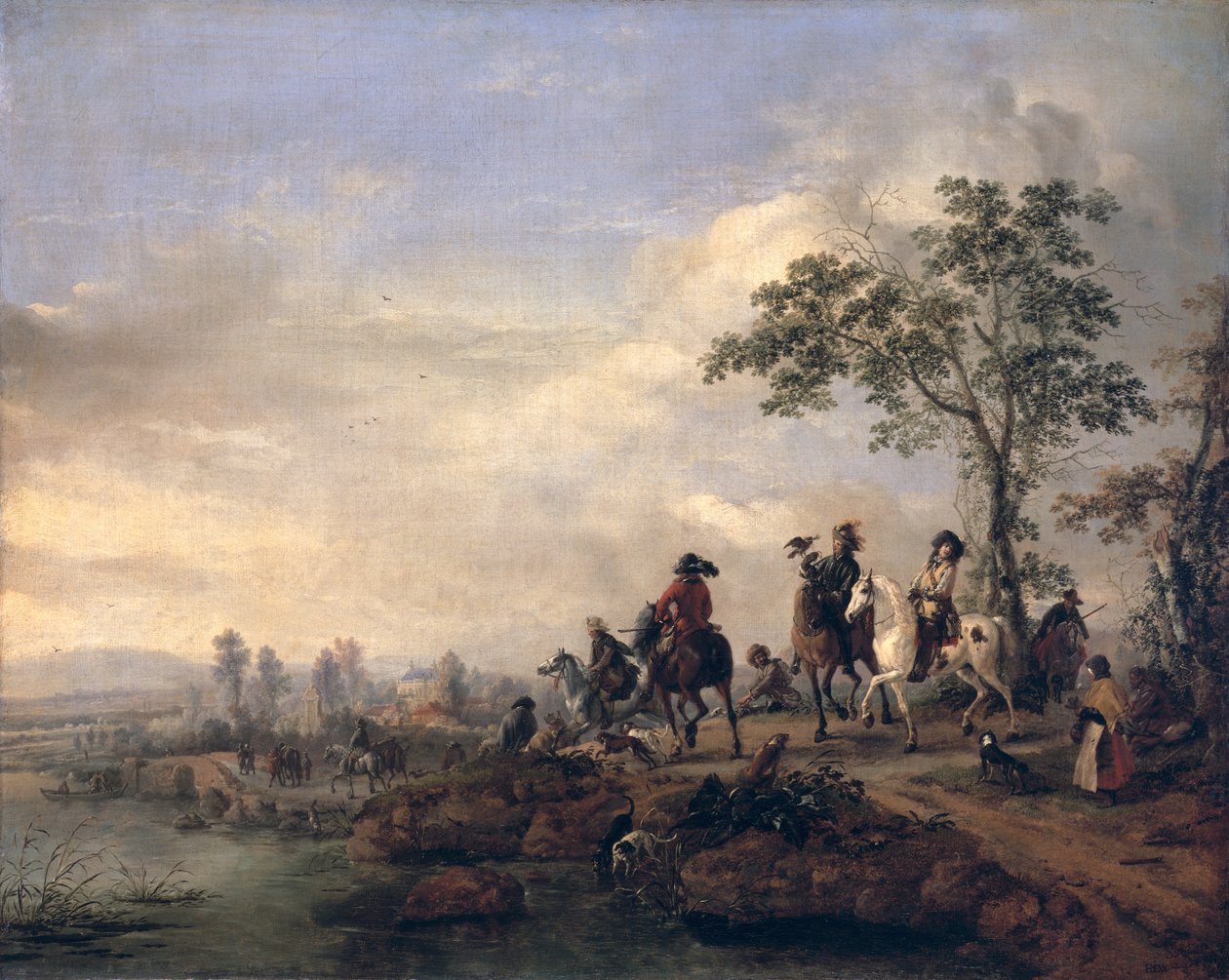 Os falcoeiros voltam para casa da caça, 1658-60 de Philips Wouwerman