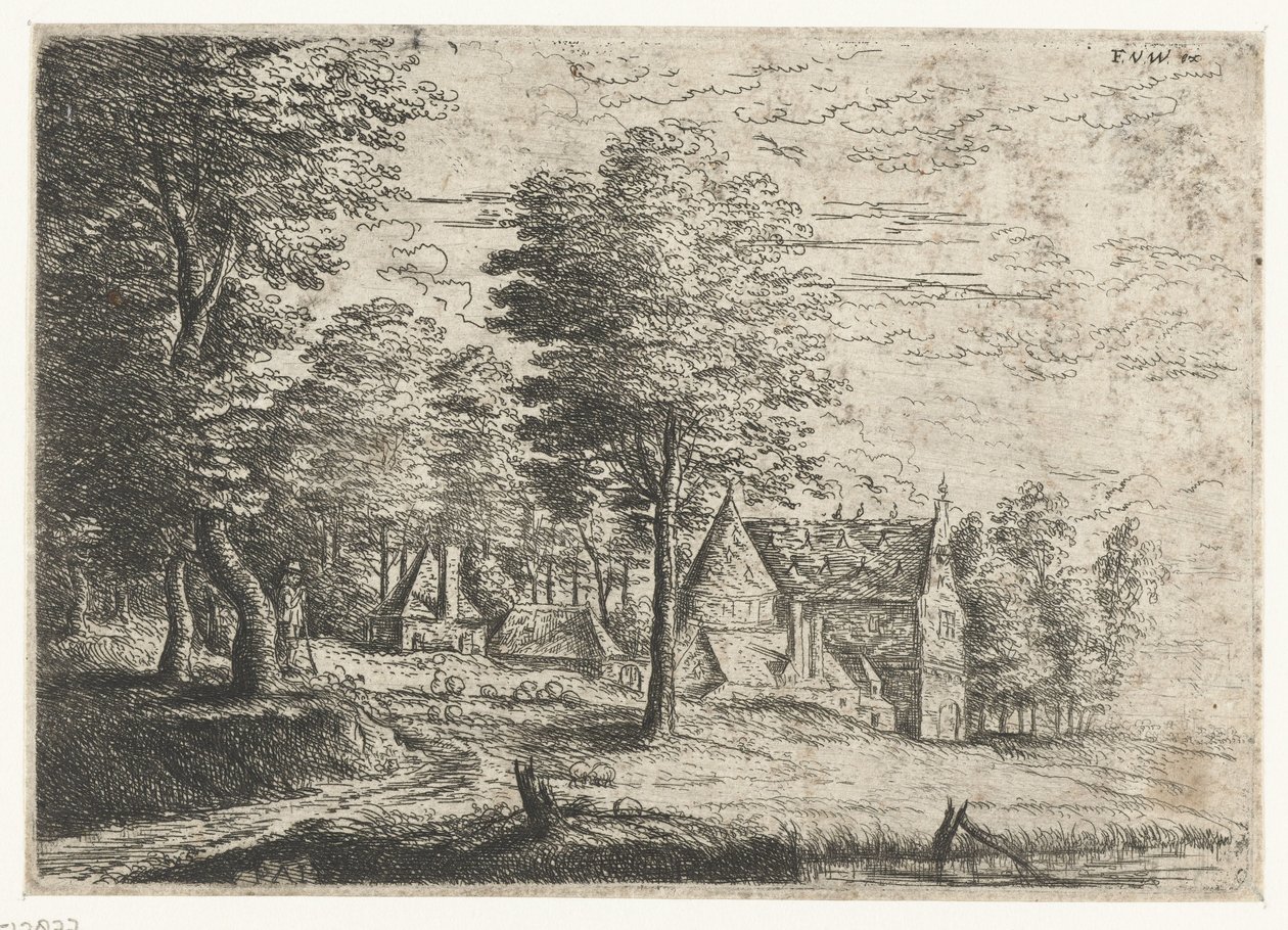Paisagem com um pastor e seu rebanho Três paisagens (título da série) de Philips Augustijn Immenraet