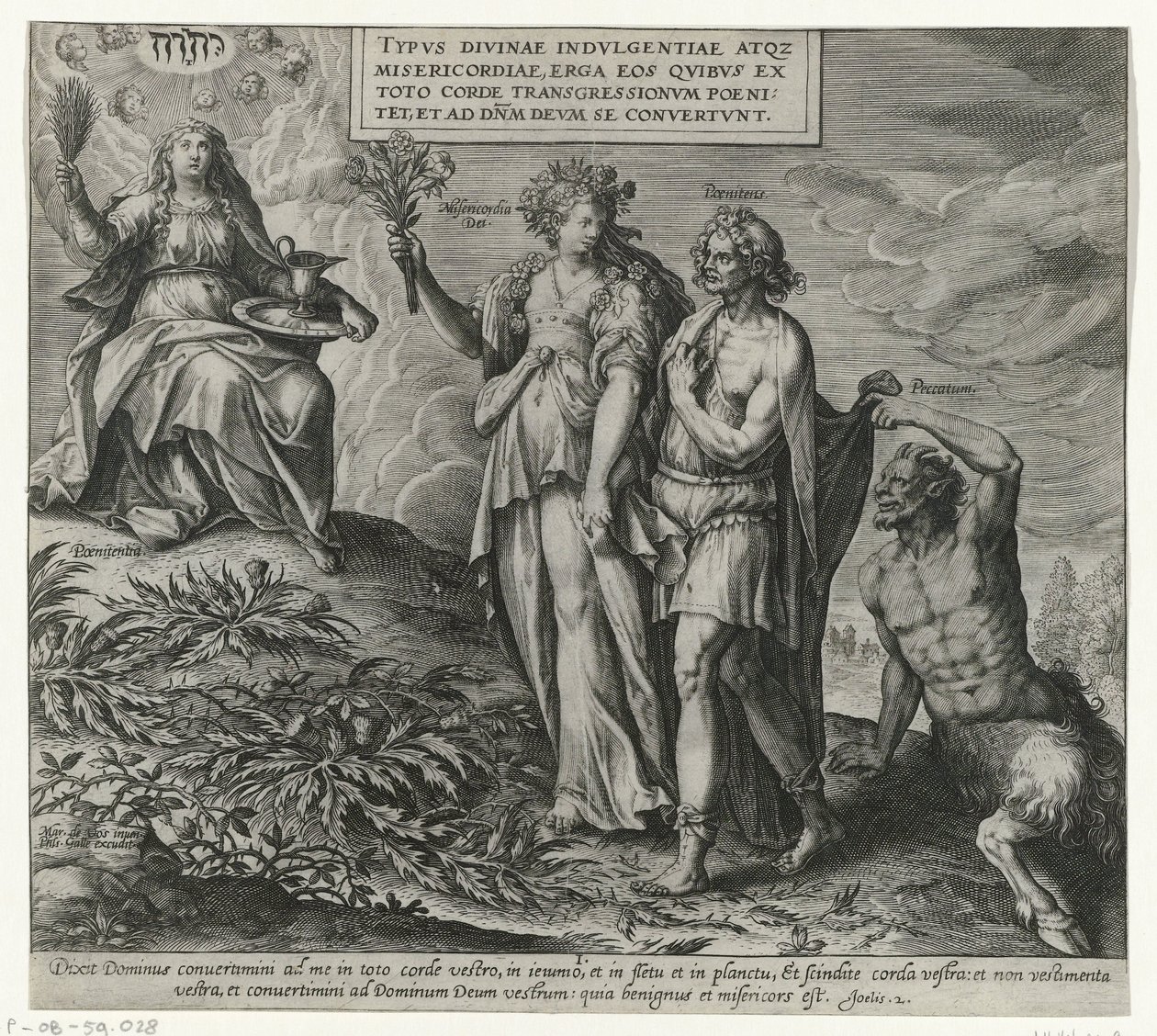 Alegoria da expiação e arrependimento
Penitência e arrependimento no Antigo Testamento e no Novo Testamento (título da série)
Typvs Divinae indvlgentiae atqz misericordiae, erga eos qvibvs ex toto corde transgressionvm poeni tet et ad dnm devm se convert de Philips Galle (attributed to workshop of)