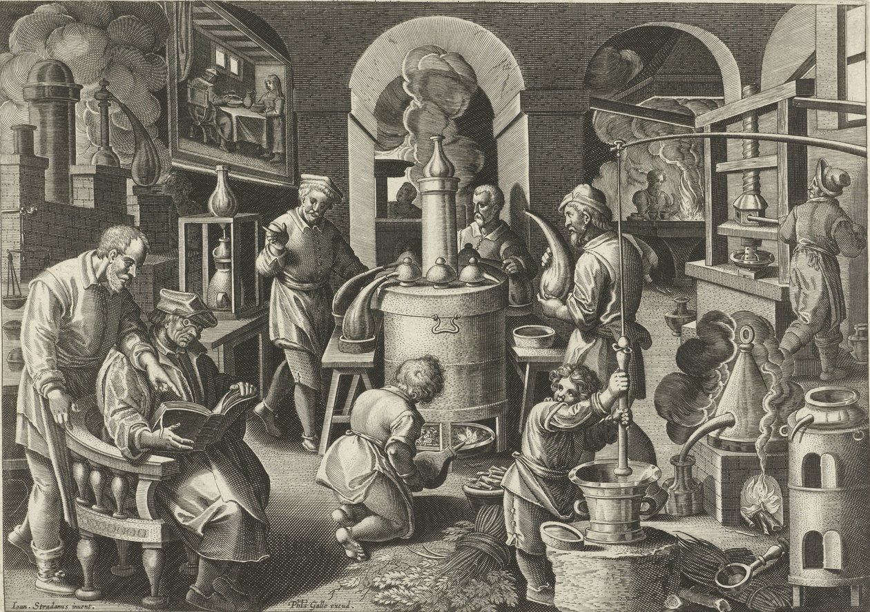 Destilação
Novas invenções e descobertas (título da série)
Nova Reperta (título da série) de Philips Galle (attributed to workshop of)