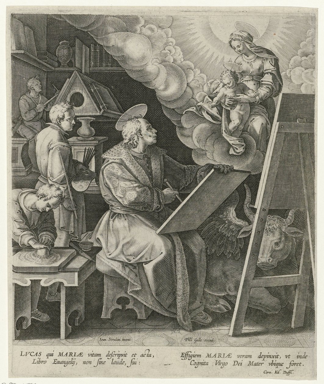 São Lucas pinta Maria com criança de Philips Galle (attributed to workshop of)