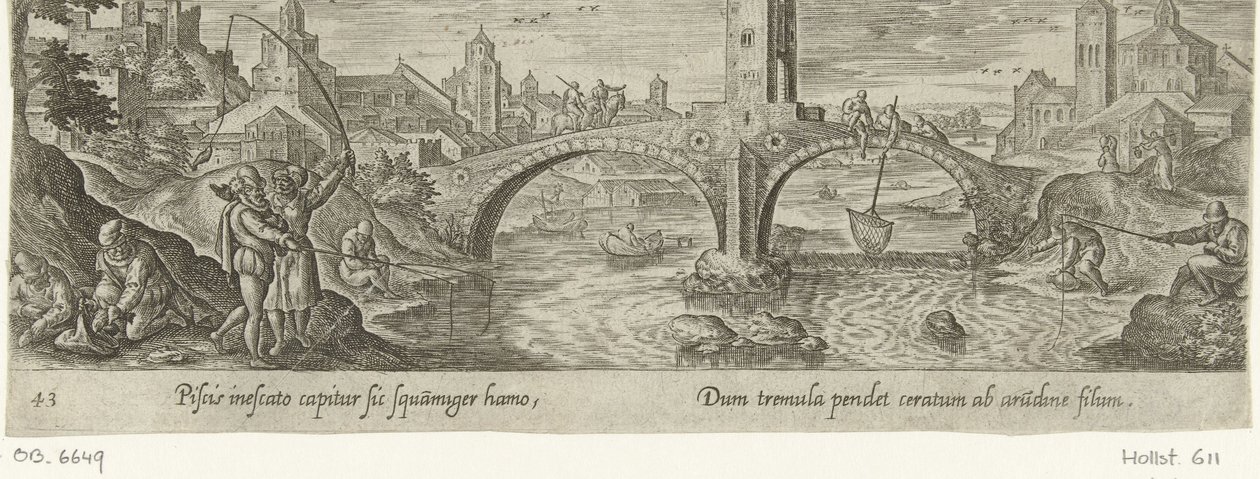 Hengelsport Jacht en visvangst (título da série) Tipos de caça, pesca e caça (título da série) de Philips Galle (attributed to workshop of)