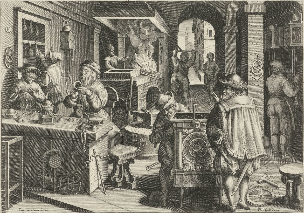 relojoeiros
Novas invenções e descobertas (título da série)
Nova Reperta (título da série) de Philips Galle (attributed to workshop of)