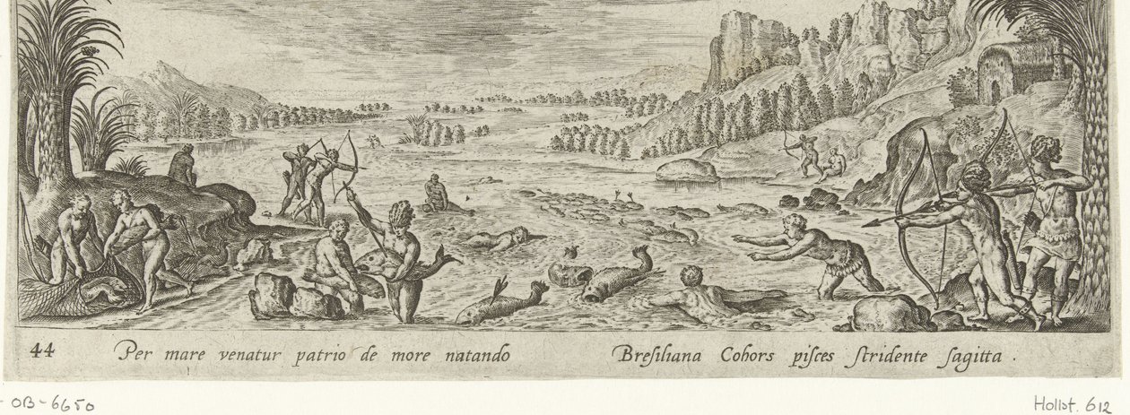 A pesca entre nativos americanos
Caça e pesca (título da série)
Venationes, Piscationes et Aucupii Typi (título da série) de Philips Galle (attributed to workshop of)
