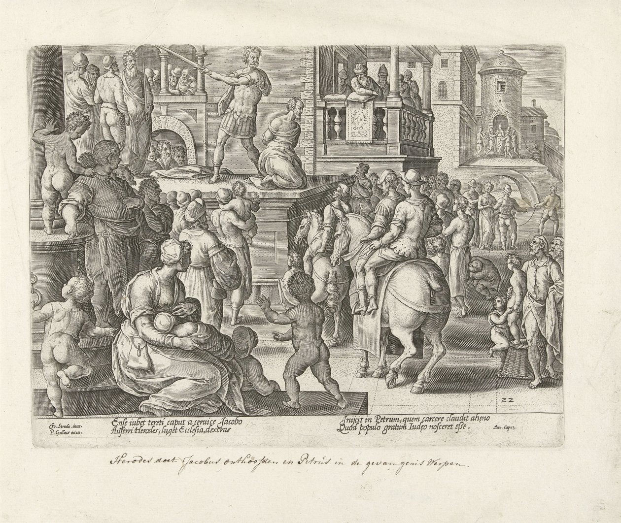 Decapitação de Tiago, o Maior Atos dos Apóstolos (título da série) Acta Apostolorum (título da série) de Philips Galle (possibly)