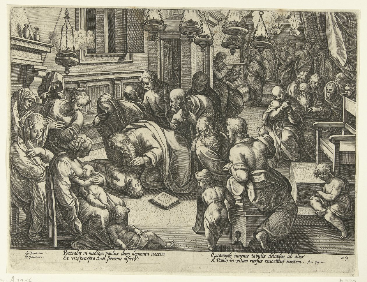 Paul desperta Eutychus
História dos apóstolos (título da série) de Philips Galle (workshop of)