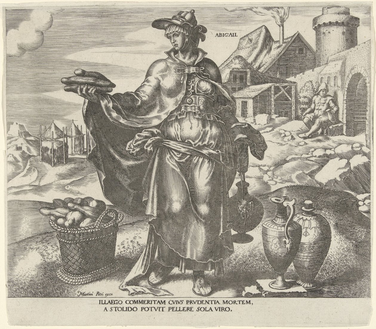 Abigael Abigail (título no objeto) Oito Mulheres Famosas do Antigo e do Novo Testamento (título da série) de Philips Galle