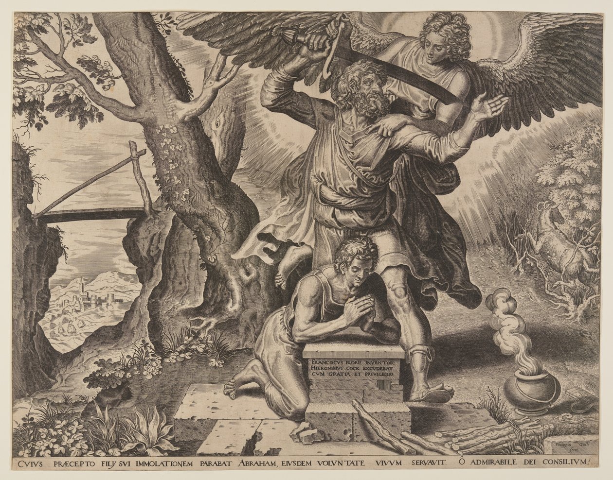 O sacrifício de Abraão de Philips Galle