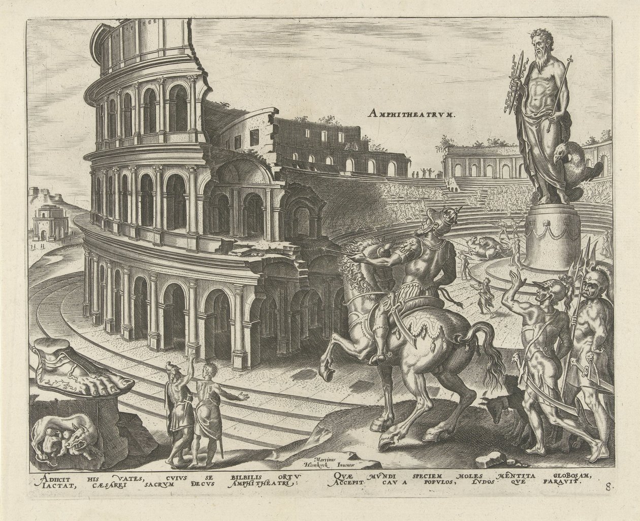 Coliseu em Roma Anfiteatro (título no objeto) As Oito Maravilhas do Mundo. (título da série) de Philips Galle