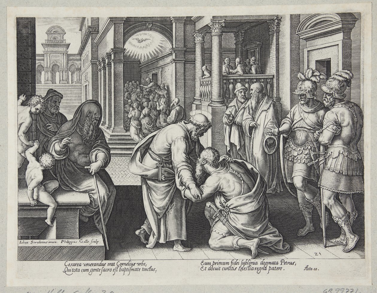 Cornélio ajoelhado diante de São Pedro de Philips Galle