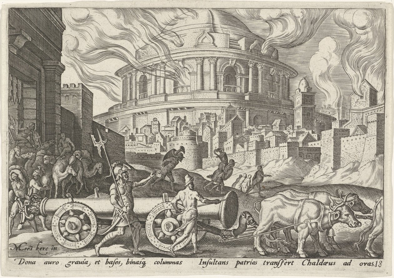Os caldeus tomam os pilares do templo de Jerusalém
Os dias da desgraça do povo judeu (título da série) de Philips Galle
