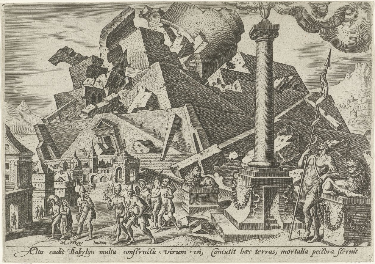 A destruição da torre de Babel
Os dias da desgraça do povo judeu (título da série) de Philips Galle