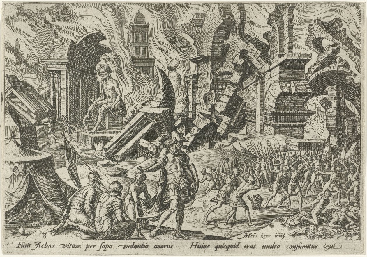A destruição de Ai e o apedrejamento de Acã The Days of Doom of the Jewish People (título da série) de Philips Galle