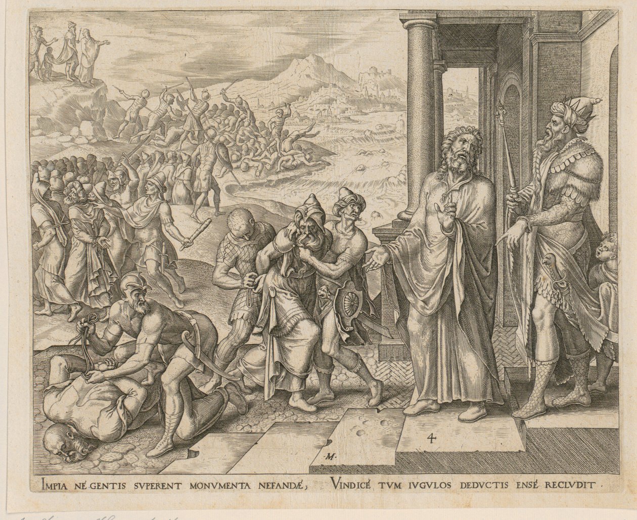 Captura e morte dos sacerdotes de Baal, estampa 4 da série «A História de Elias e os Sacerdotes de Baal» de Philips Galle