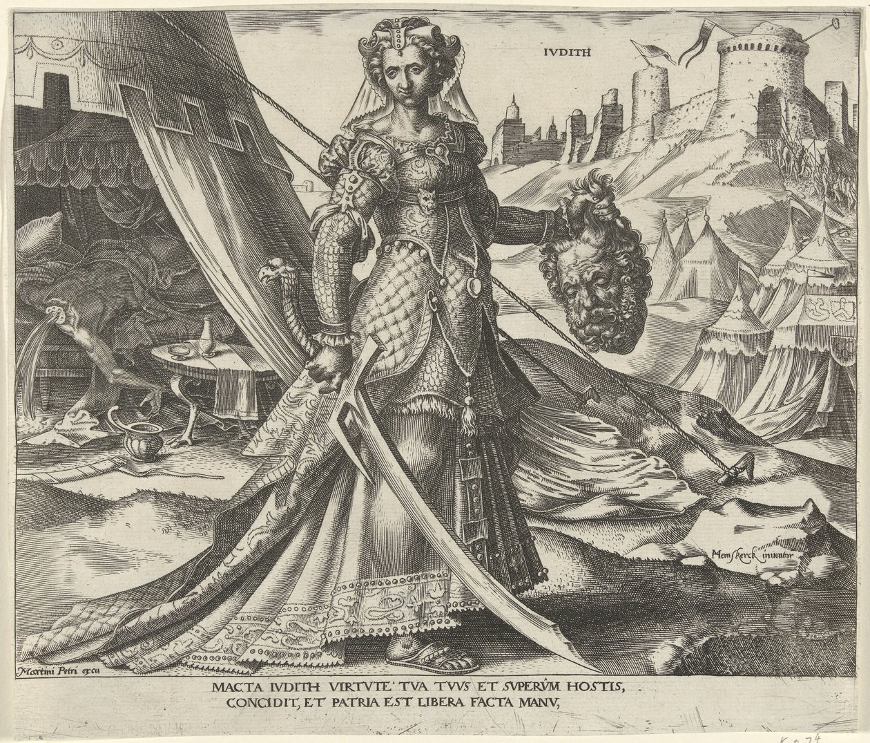 Judite Ivdith (título no objeto) Oito Mulheres Famosas do Antigo e do Novo Testamento (título da série) de Philips Galle