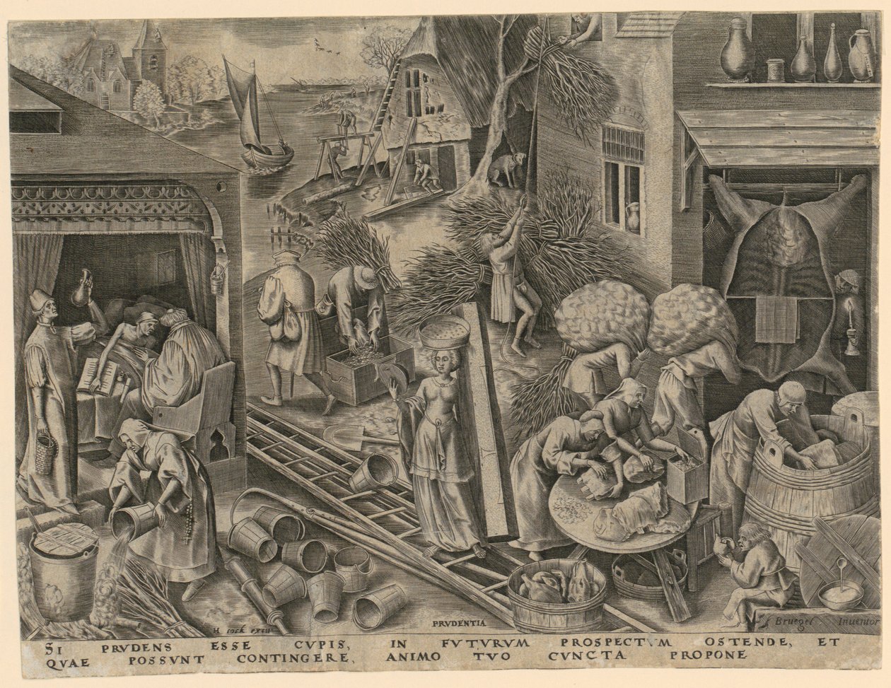Prudência (Prudentia), prancha 5 da série «As sete virtudes» de Philips Galle