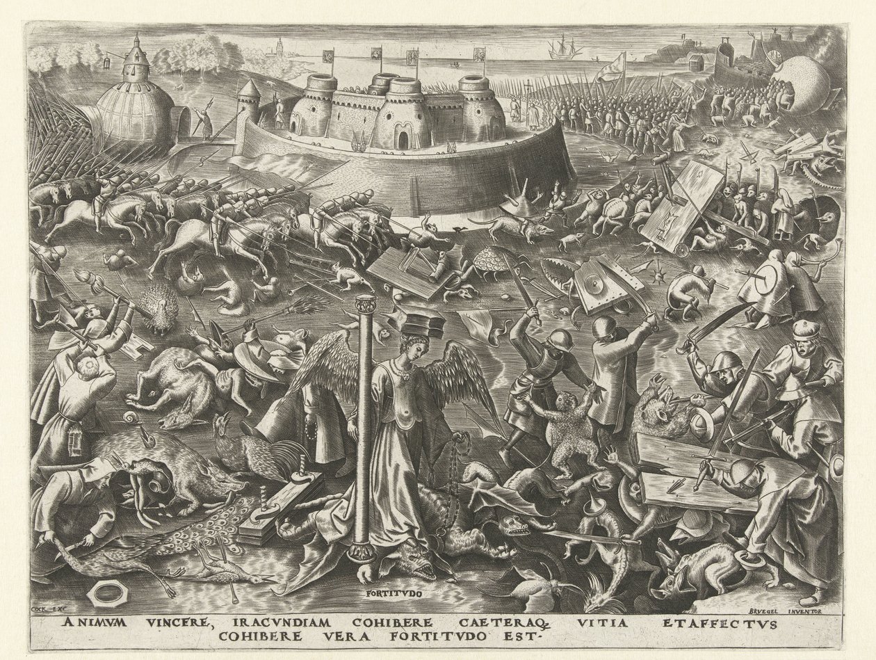Força
Fortitudo (título sobre o objecto)
As sete virtudes (título da série) de Philips Galle