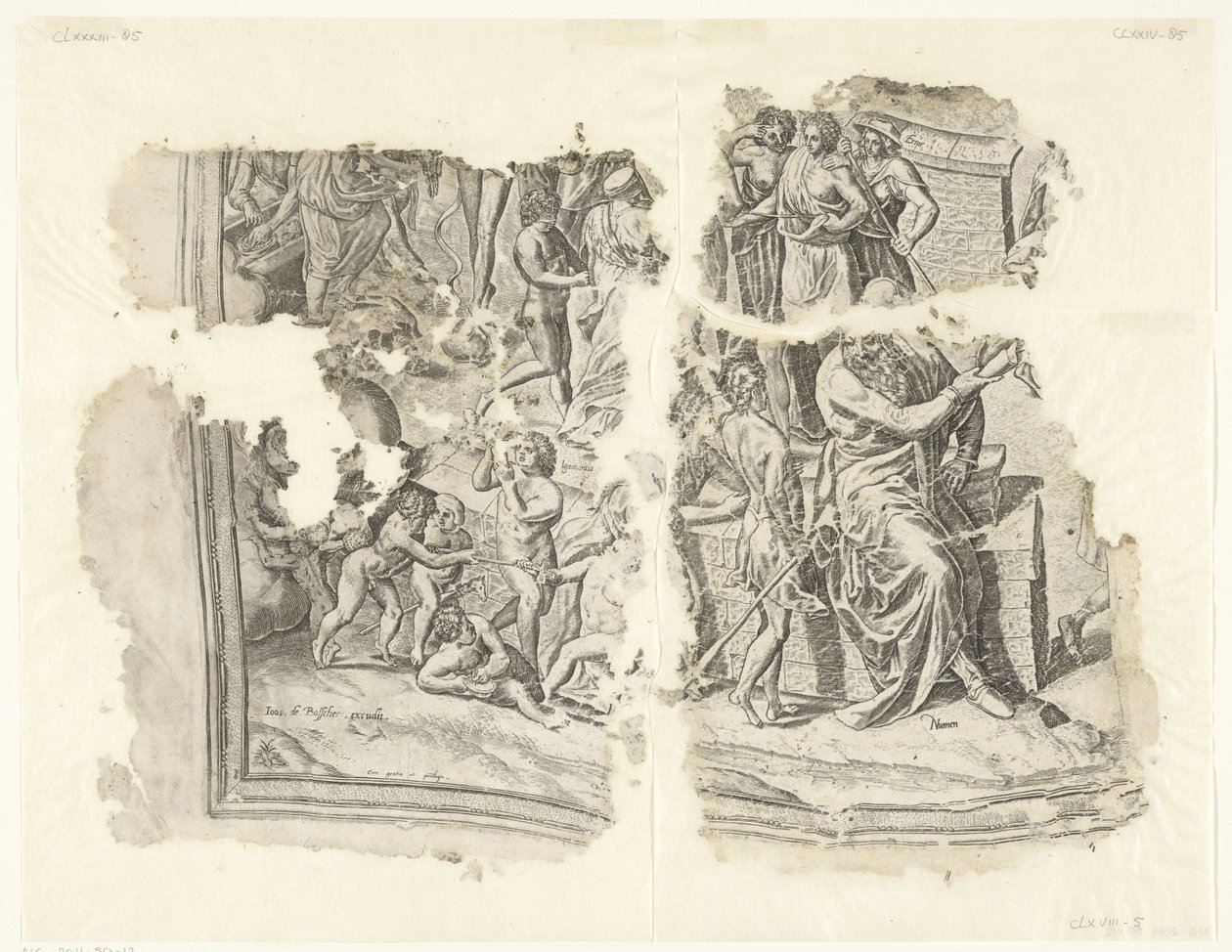 Canto inferior esquerdo de uma impressão da cena de Cebes
Tabula Cebetis Carta Vitae (título original) de Philips Galle