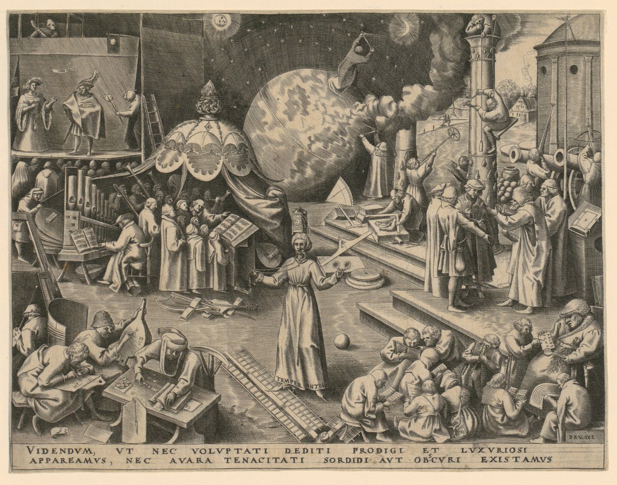 Moderação (Temperantia), folha 7 da série «As Sete Virtudes» de Philips Galle