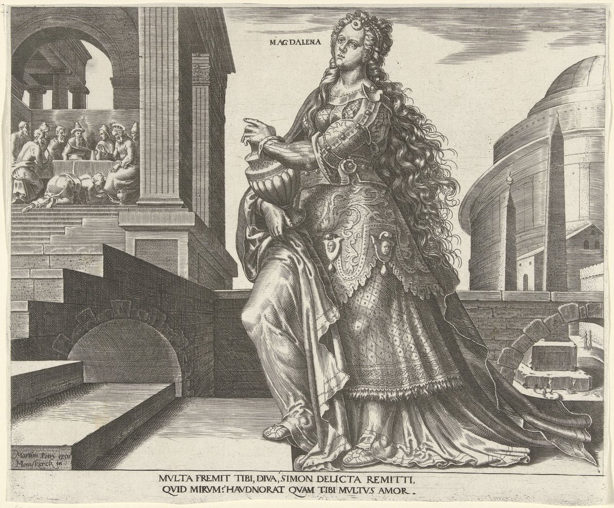 Maria Madalena Madalena (título no objeto) Oito Mulheres Famosas do Antigo e do Novo Testamento (título da série) de Philips Galle